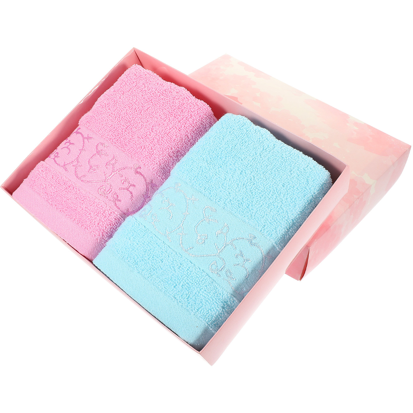 Home Textiles In Pakistan - 1Set Cotton Towels Gift Box Absorbent