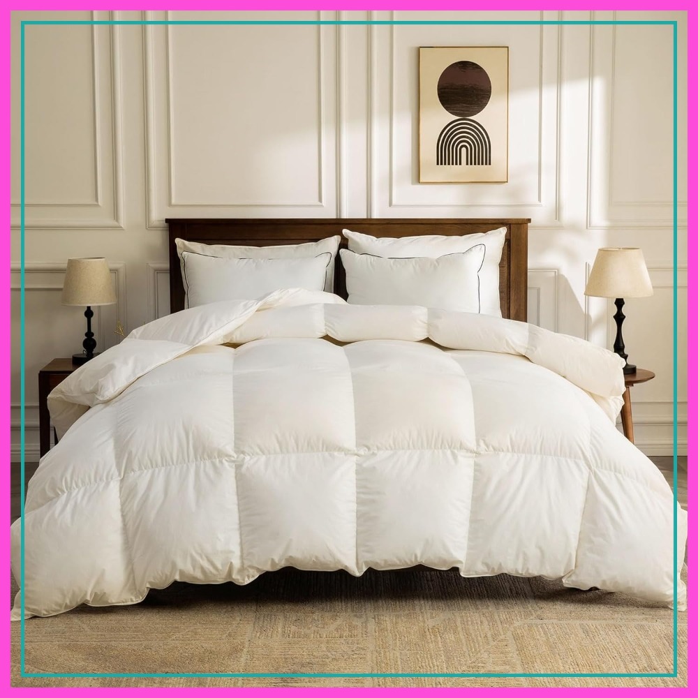 Duvet Insert White - Organic Feather Down Comforter Oversized King,