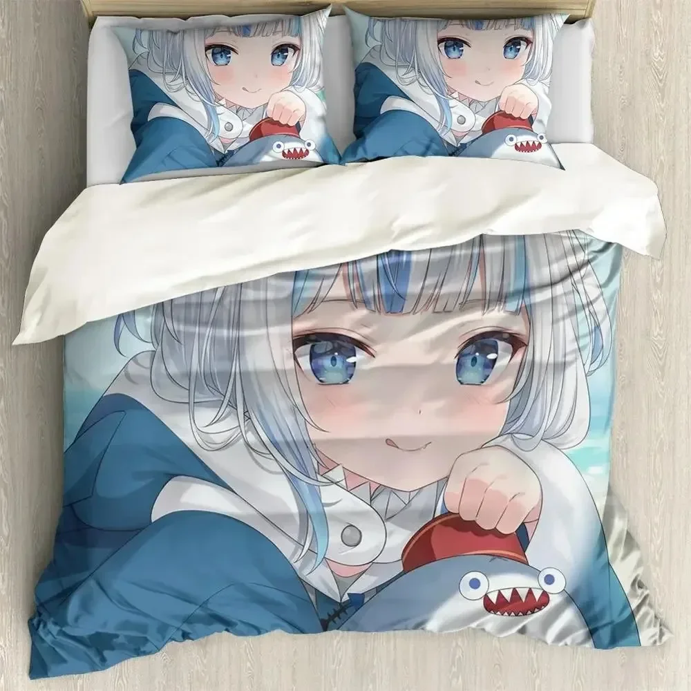 Linen Duvet Cover - Anime Hololive EN Gawr Gura 3D