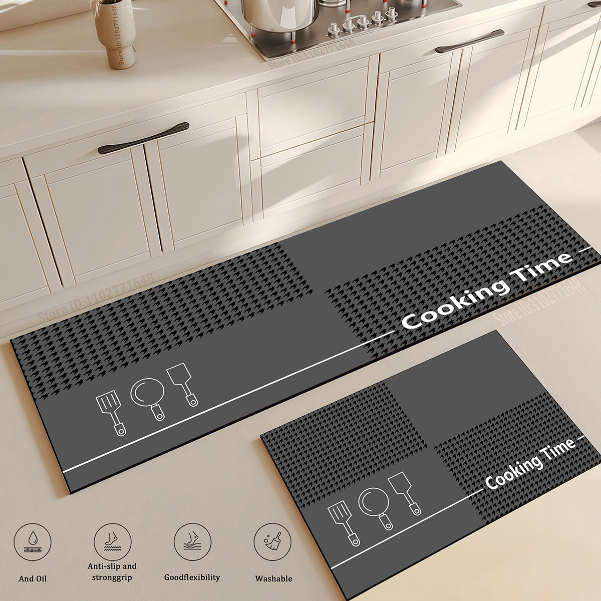 Home Textiles Plaid - Kitchen Corner Floor Mat Waterproof Carpet