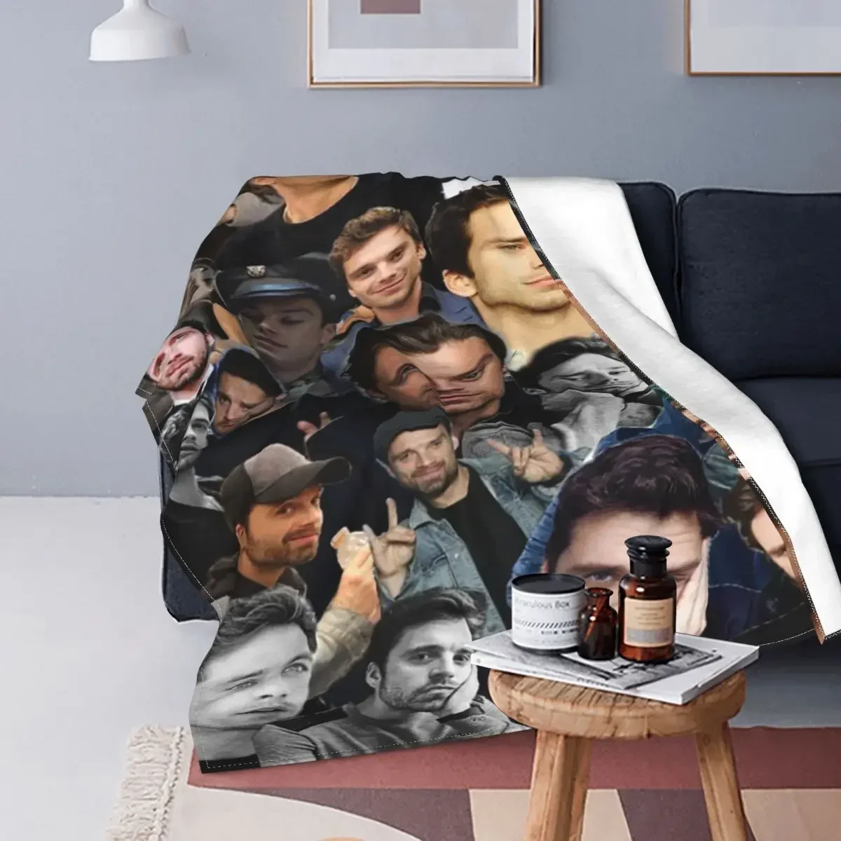 Home Textiles Plaid - Anime Plaid Sebastian Stan Warm Throw