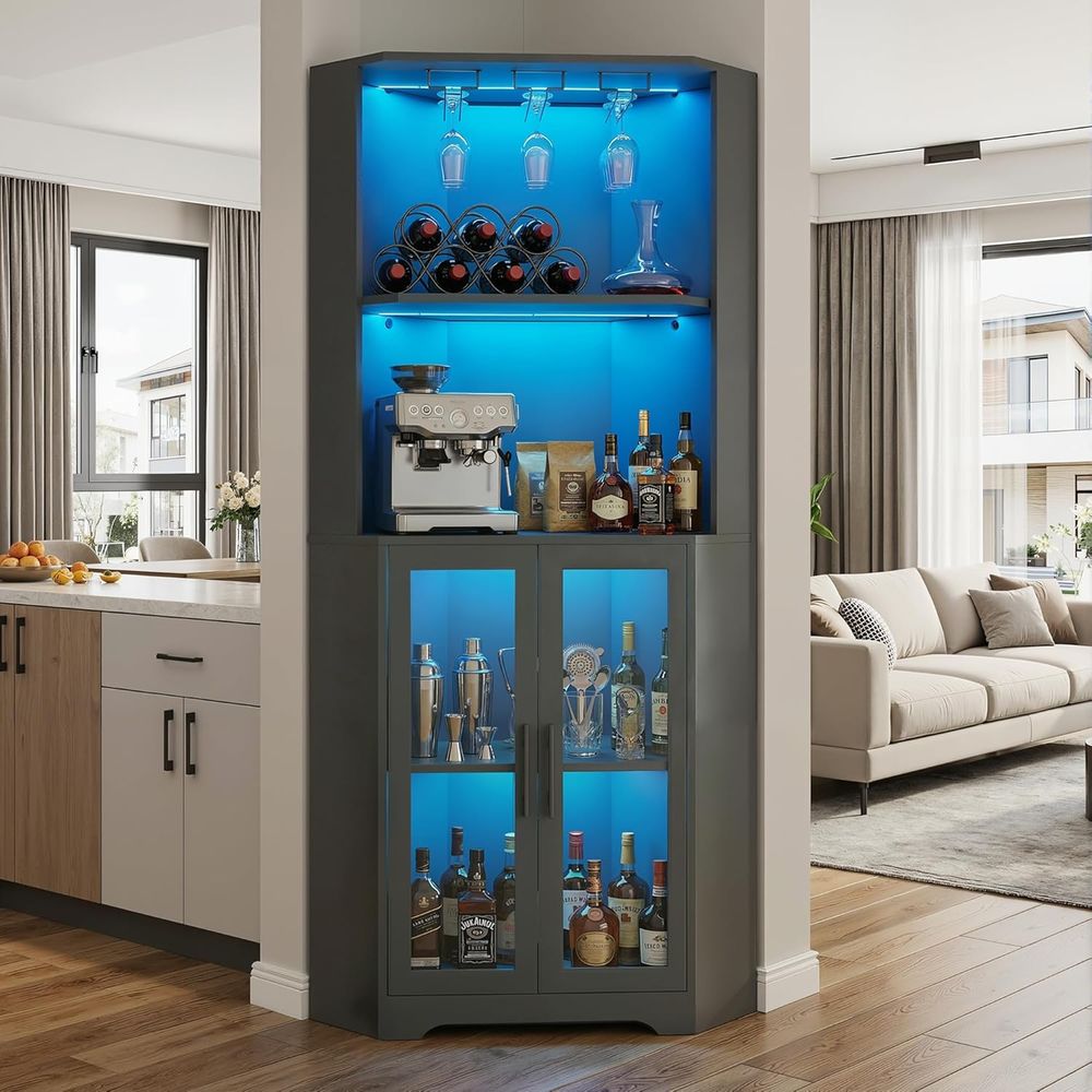 Home & Hotel Textiles Private Limited - 65 Tall LED-Illuminated Bar Cabinet with