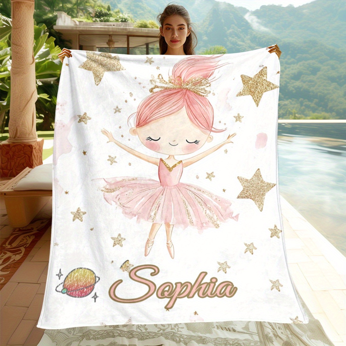 Home Textiles And Furnishing - Customized Name Ballet Girl Blanket -