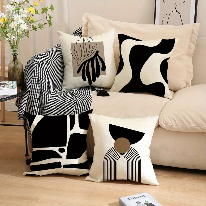 Home Textiles And Furnishing - Short plush material pillowcaseAbstract geometric line