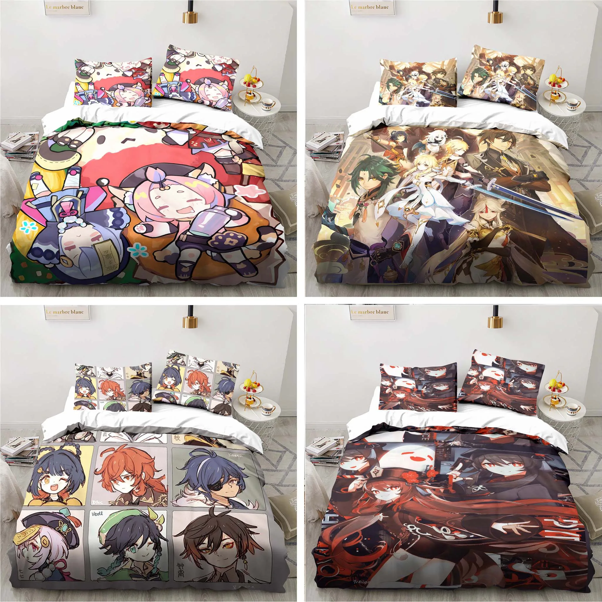 Cartoon Anime Genshin Impact G – обзор и цена Linen Duvet Cover