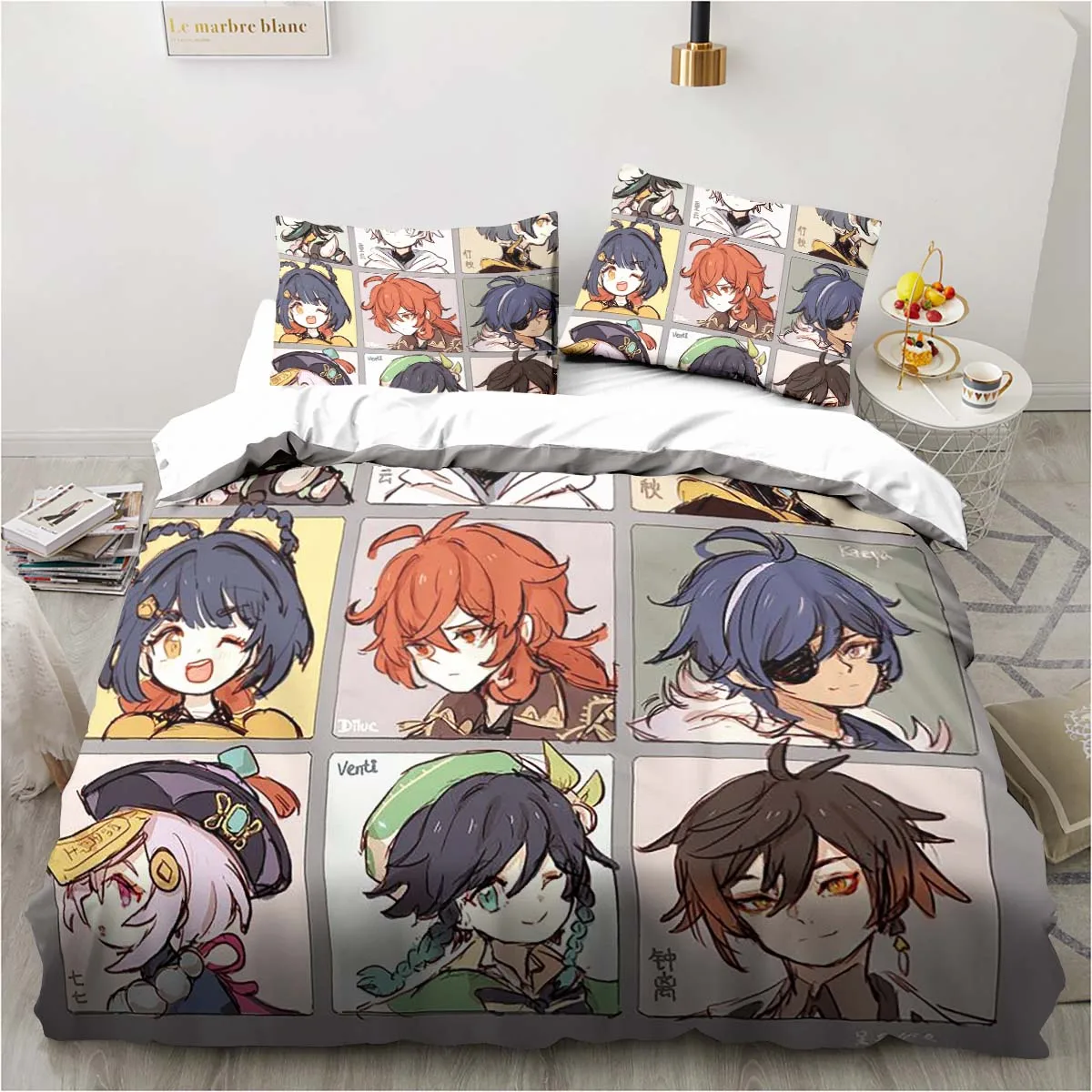 Cartoon Anime Genshin Impact G – обзор и цена Linen Duvet Cover
