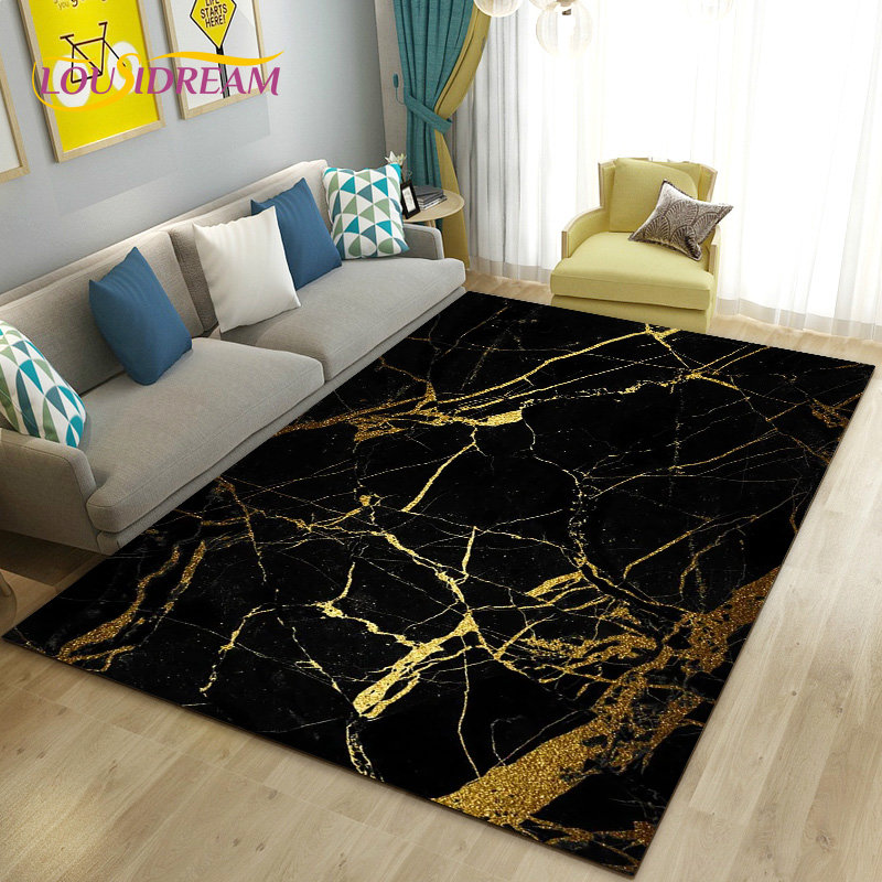 Nordic Black Gold Blue Marble  – обзор и цена Home Textiles Rug
