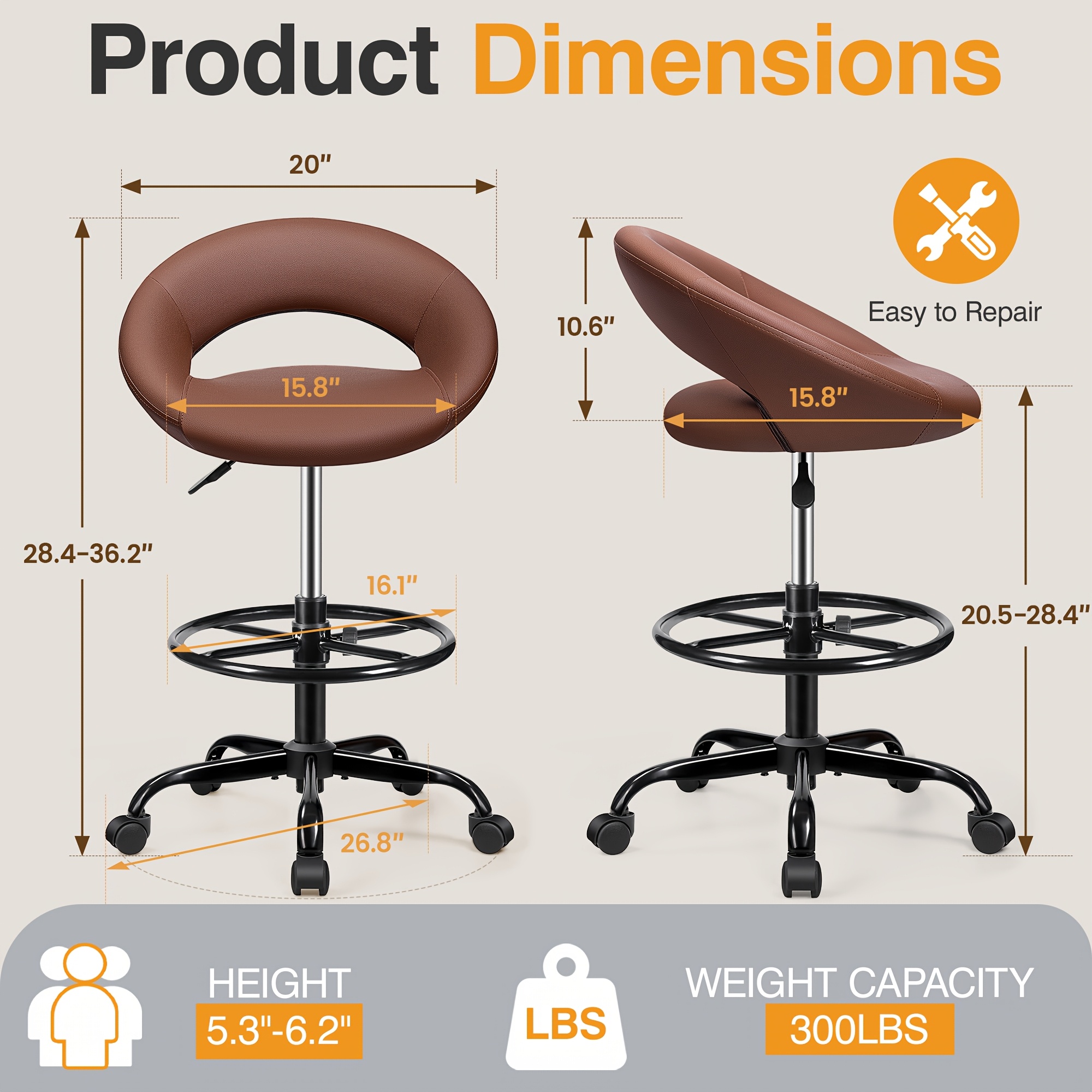 Ergonomic Drafting Chair - PU  – обзор и цена Home & Hotel Textiles Private Limited