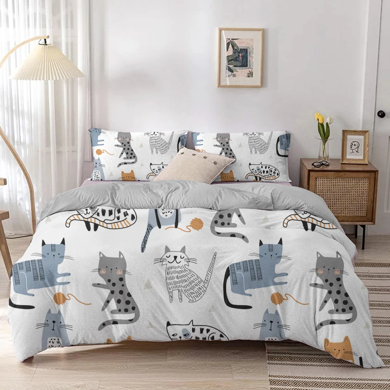 Cartoon Cat Duvet Cover Set Ca – обзор и цена Linen Duvet Cover