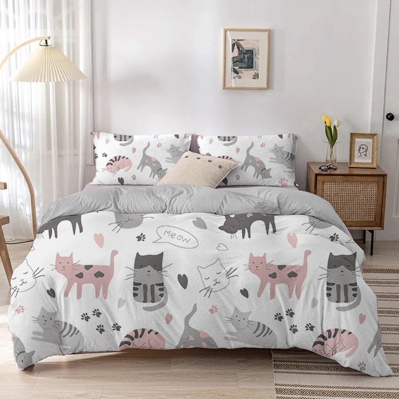 Cartoon Cat Duvet Cover Set Ca – обзор и цена Linen Duvet Cover