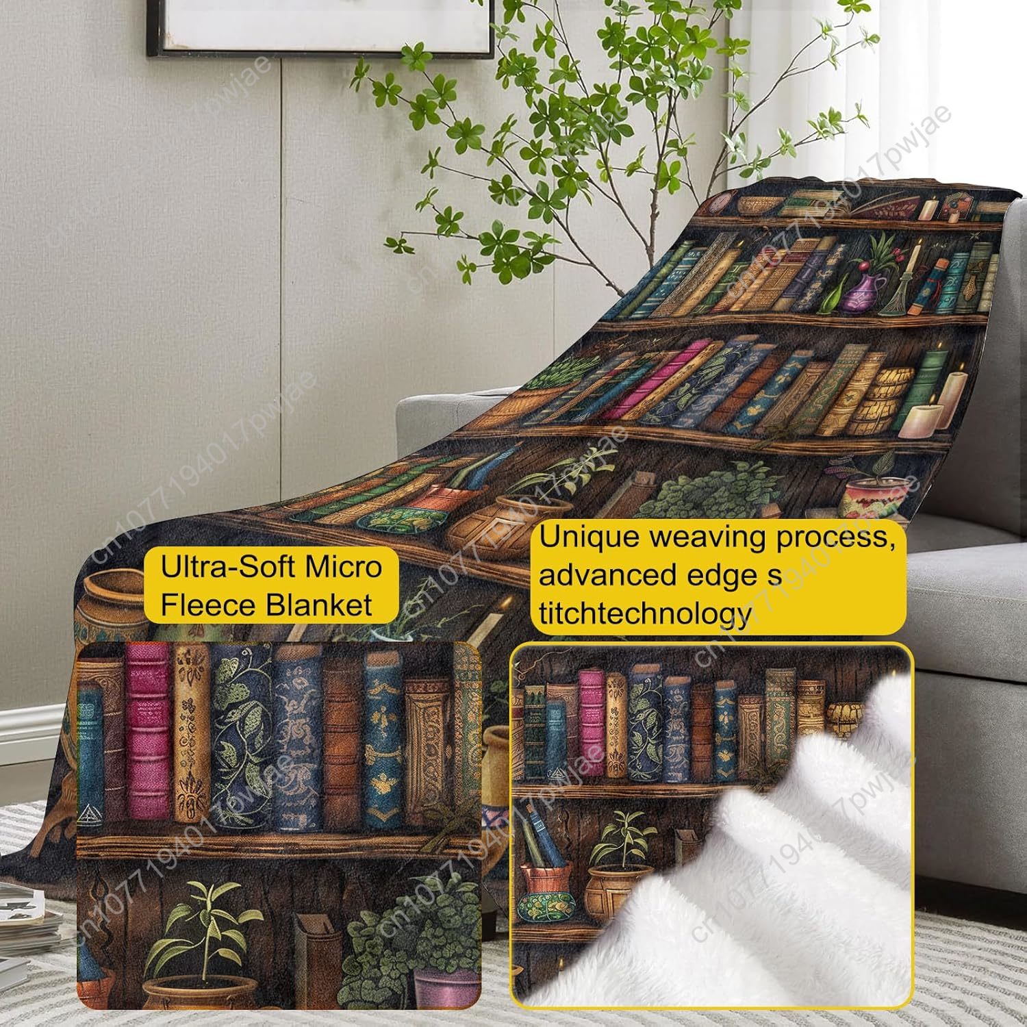 Vintage Bookshelf Blanket Read – обзор и цена Home Textiles And Decor
