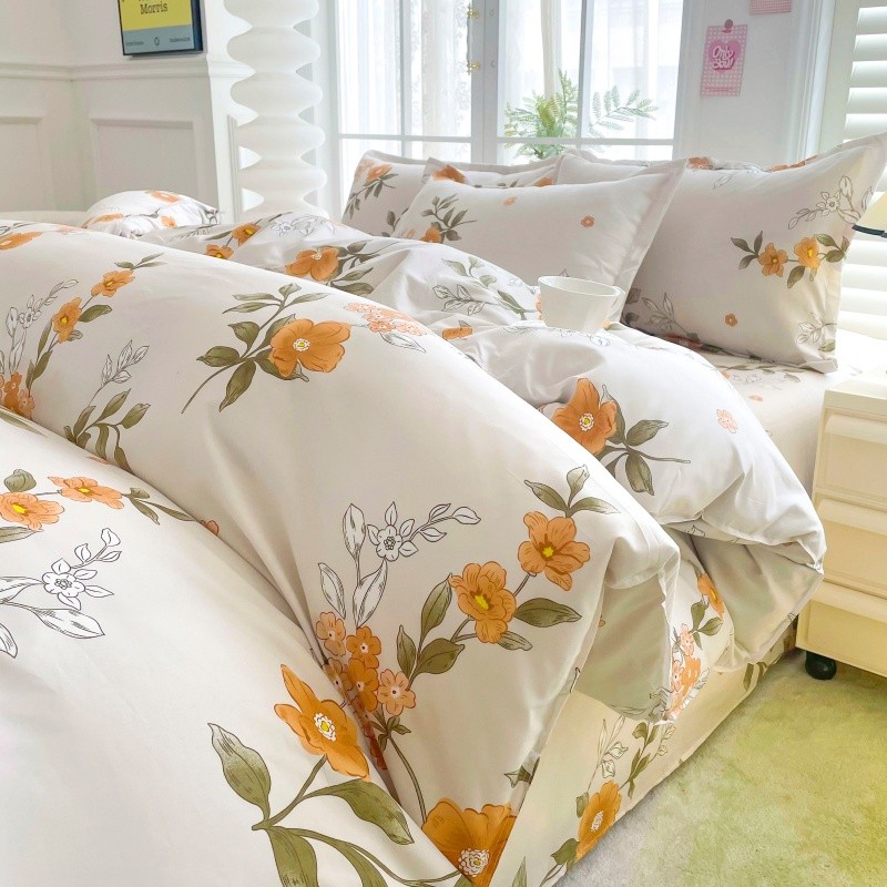 4pcs Yellow Floral Bedding Set – обзор и цена Linen Duvet Cover