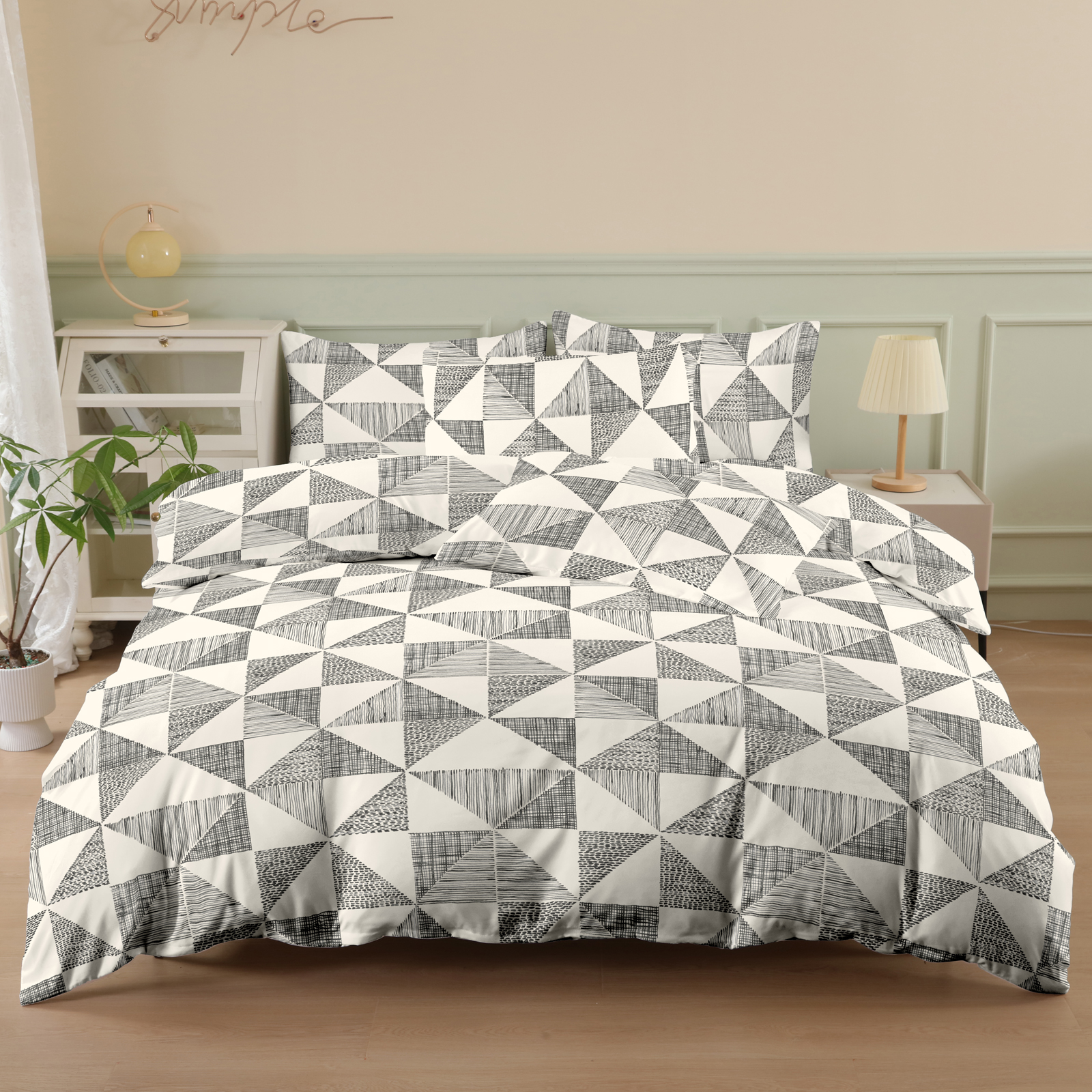 Gray and White Geometric Print – обзор и цена Duvet Insert White