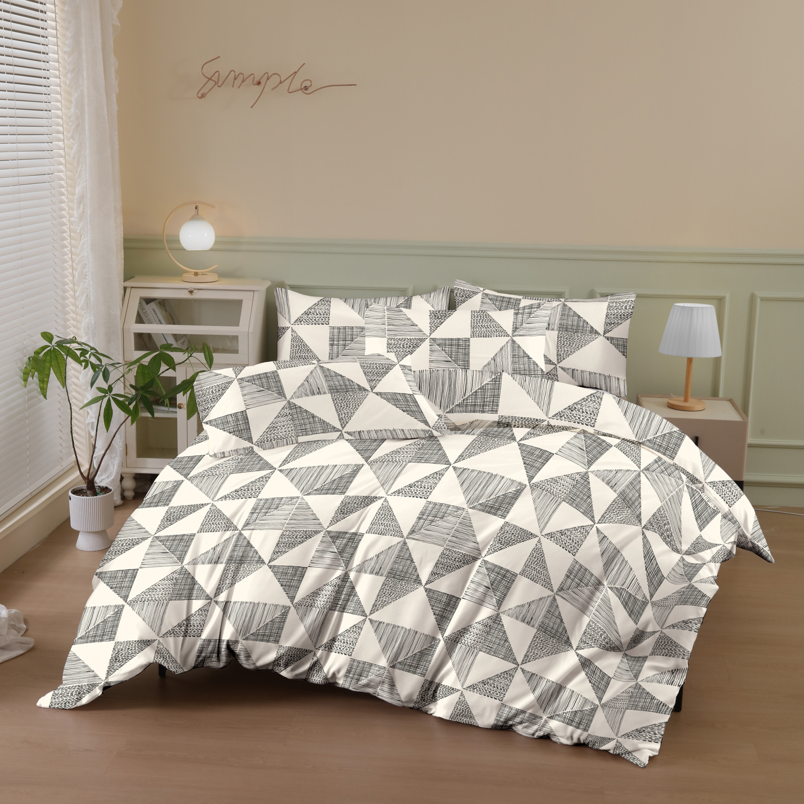 Gray and White Geometric Print – обзор и цена Duvet Insert White