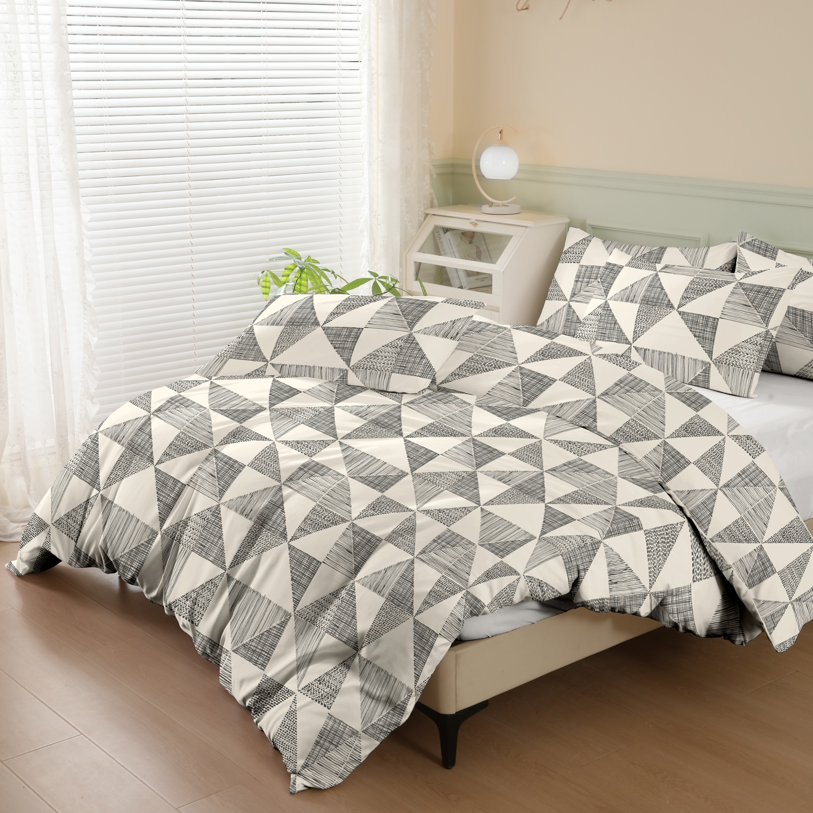 Gray and White Geometric Print – обзор и цена Duvet Insert White
