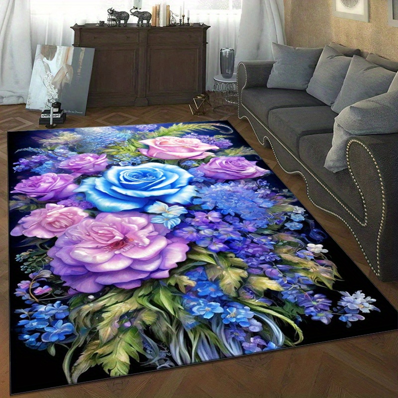 Floral rug with blue and purpl – обзор и цена Home Textiles And Furnishing