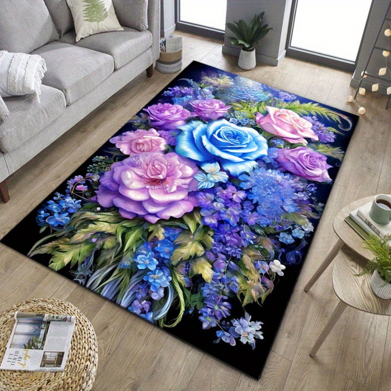 Floral rug with blue and purpl – обзор и цена Home Textiles And Furnishing