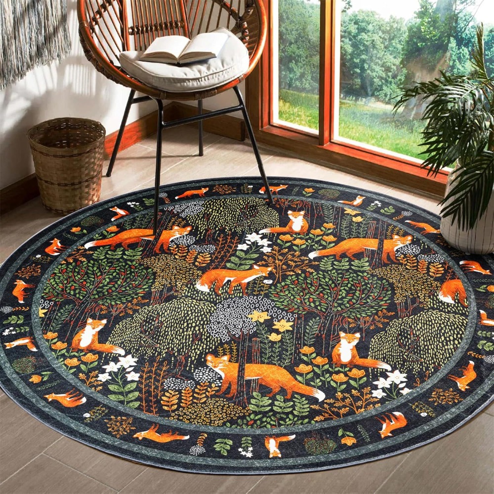 Round Fox Forest Carpet with O – обзор и цена Home Textiles Plaid