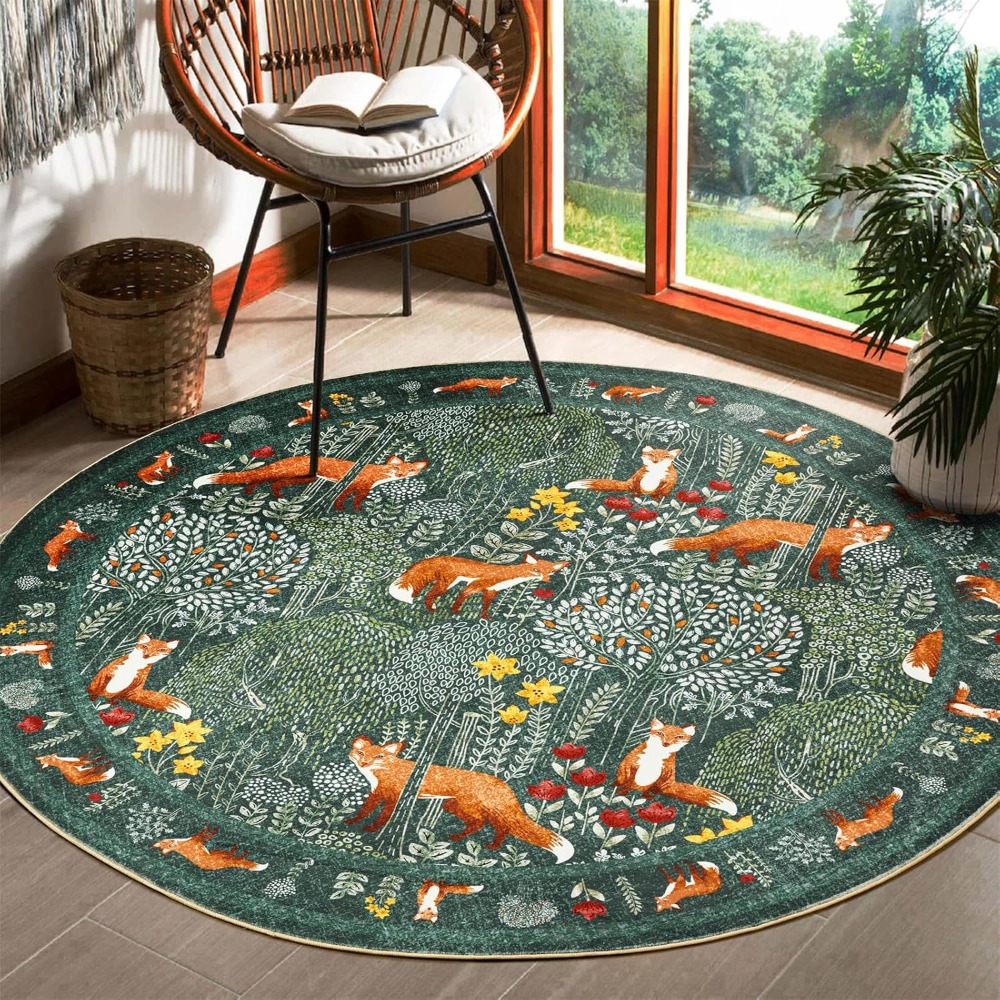 Round Fox Forest Carpet with O – обзор и цена Home Textiles Plaid