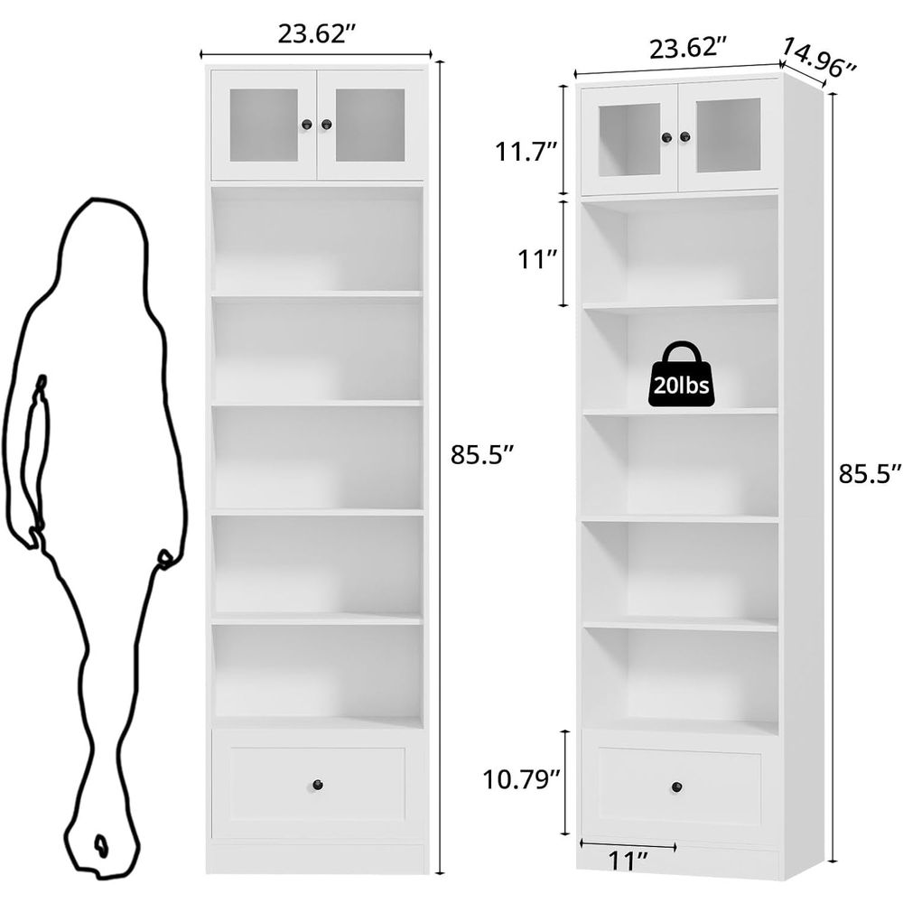 7-Tier Glass Door Bookcase, 85 – обзор и цена Home & Hotel Textiles Private Limited