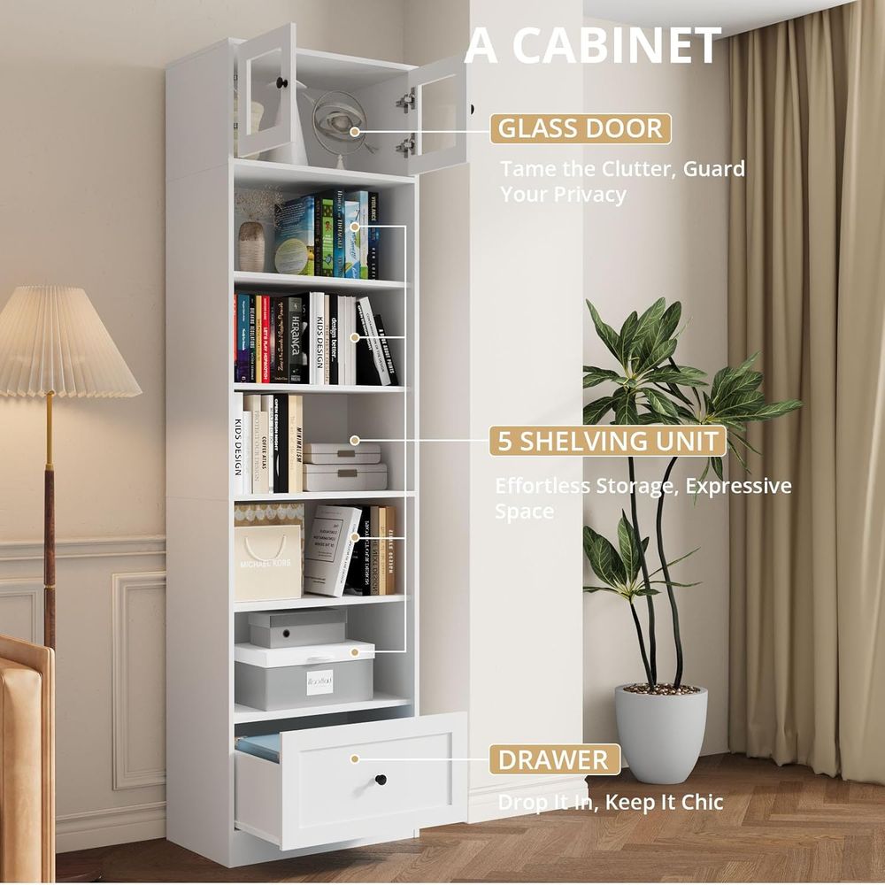 7-Tier Glass Door Bookcase, 85 – обзор и цена Home & Hotel Textiles Private Limited