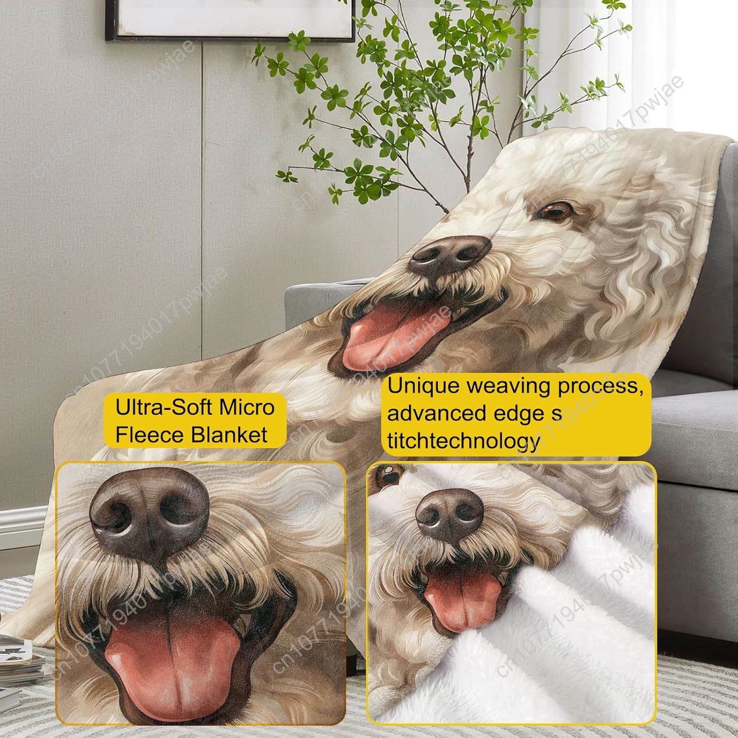 Joyful Poodle Portrait Blanket – обзор и цена Home Textiles Throw