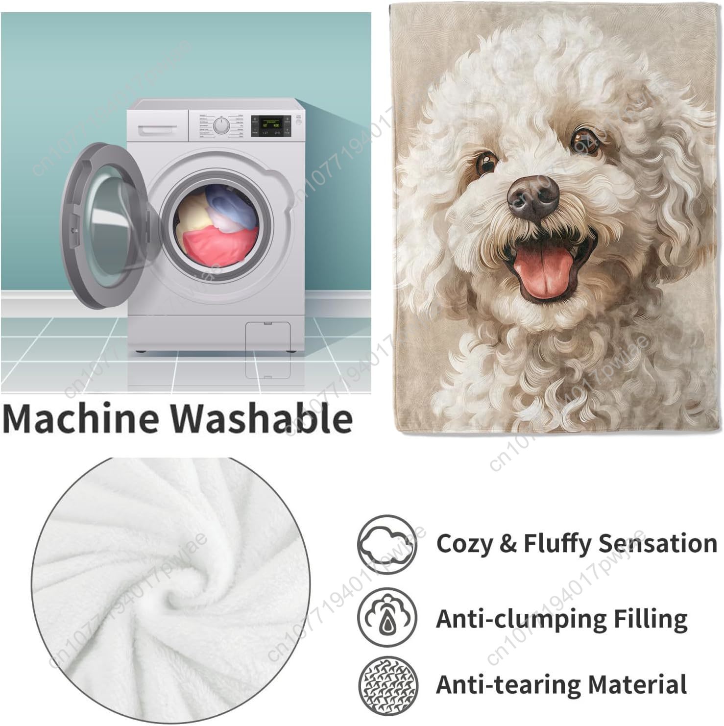Joyful Poodle Portrait Blanket – обзор и цена Home Textiles Throw