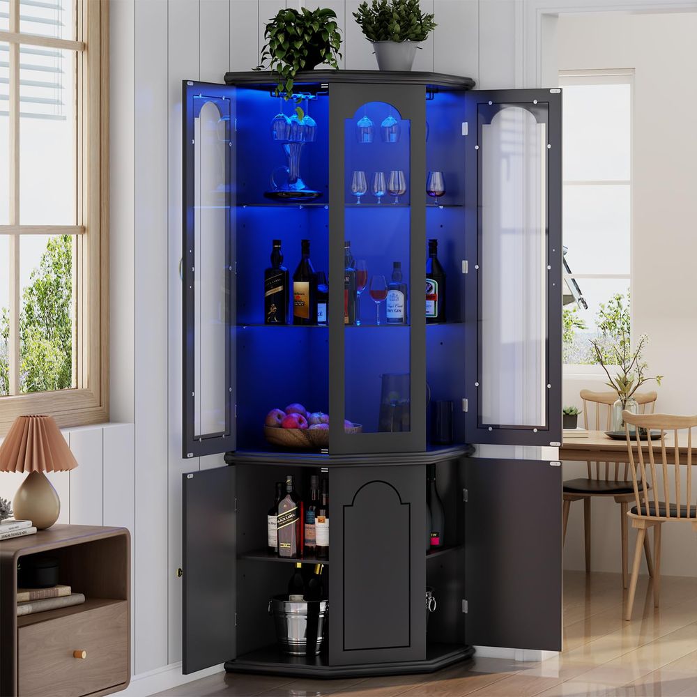 Corner Bar Cabinet w LED Light – обзор и цена Home & Hotel Textiles Private Limited