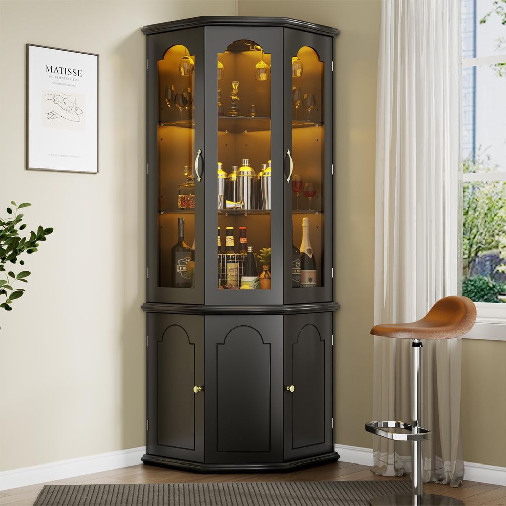 Corner Bar Cabinet w LED Light – обзор и цена Home & Hotel Textiles Private Limited